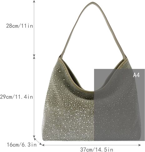 Women Glitter Rhinestone Shoulder Tote Handbag Sparkly Evening Armpit Bag Bling Suede Leather Hobo Bag in Saudi Arabia