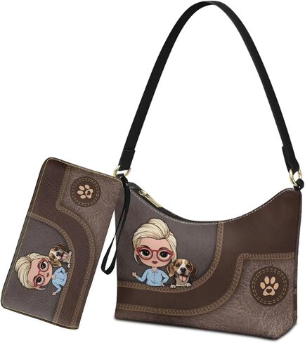 حقيبة كتف نسائية تحت الإبط مع محفظة، مجموعة محفظة بني تحت الذراع، محفظة هلالية ذات مقبض علوي للتسوق في التاريخ in Kuwait