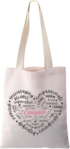 JYTAPP Caregiver Gifts Caretaker Gift Caregiver Love Heart Canvas Tote Bag Daycare Provider Gift in Kuwait