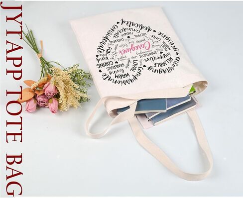 JYTAPP Caregiver Gifts Caretaker Gift Caregiver Love Heart Canvas Tote Bag Daycare Provider Gift in Kuwait
