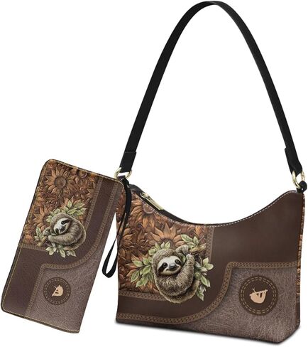 Womens Underarm Shoulder Bag with Wallet Set Brown Under Arm Purses Crescent Top Handle Purse for Date Shopping in Saudi Arabia