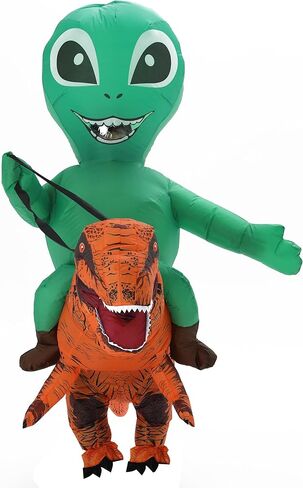 Alien Riding Dinosaur Inflatable Suit Dinosaur Costume Adult For Halloween Christmas Cosplay party in Saudi Arabia