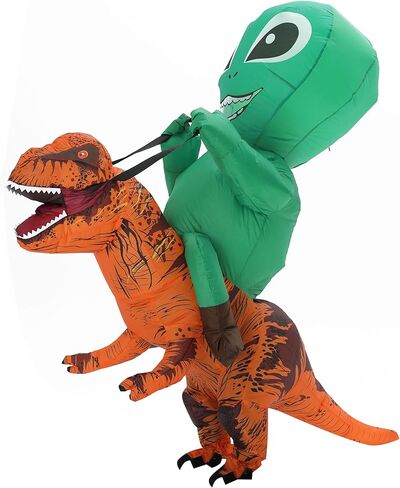 Alien Riding Dinosaur Inflatable Suit Dinosaur Costume Adult For Halloween Christmas Cosplay party in Saudi Arabia