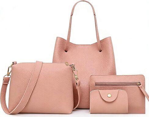 4PCS Women's Fashion PU Leather Handbag Set, Elegant Crossbody Shoulder Tote Satchel Bag Casual Purse for Daily Work Travel in Saudi Arabia