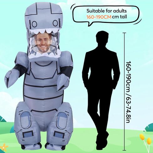 Inflatable Dinosaur Costume, Novel Blow Up Mechanical T-rex Dino Costume for Halloween Party Parade Cosplay in Kuwait