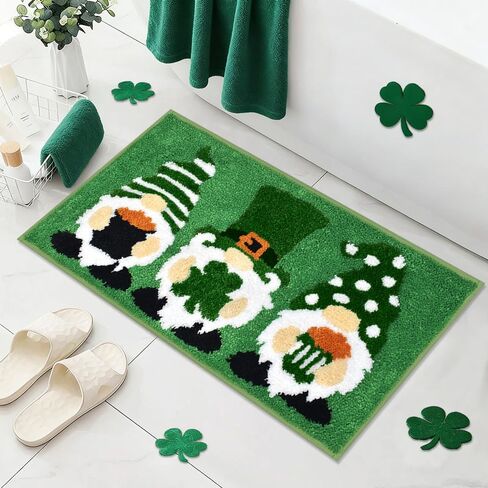 سجادة Vanleonet St Patricks Day، ديكورات جنوم St Patricks Day Mat لديكور الحمام، راحة مثالية ممسحة أرجل غير قابلة للانزلاق سجادة دش ديكور غرفة النوم هدية 32x16 بوصة in Kuwait