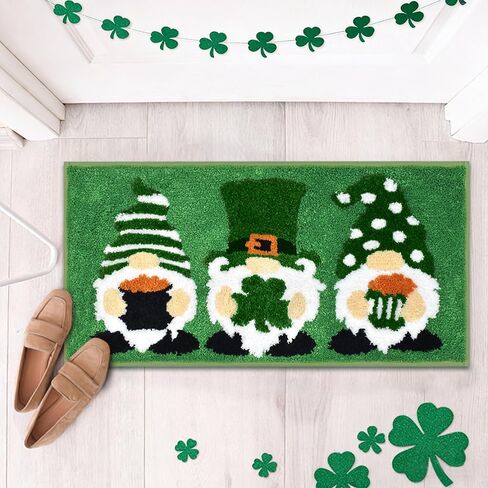 سجادة Vanleonet St Patricks Day، ديكورات جنوم St Patricks Day Mat لديكور الحمام، راحة مثالية ممسحة أرجل غير قابلة للانزلاق سجادة دش ديكور غرفة النوم هدية 32x16 بوصة in Kuwait
