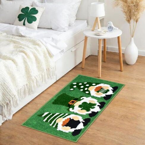 سجادة Vanleonet St Patricks Day، ديكورات جنوم St Patricks Day Mat لديكور الحمام، راحة مثالية ممسحة أرجل غير قابلة للانزلاق سجادة دش ديكور غرفة النوم هدية 32x16 بوصة in Kuwait