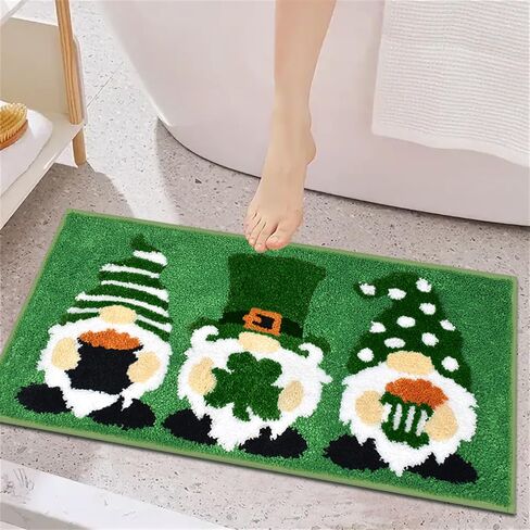 سجادة Vanleonet St Patricks Day، ديكورات جنوم St Patricks Day Mat لديكور الحمام، راحة مثالية ممسحة أرجل غير قابلة للانزلاق سجادة دش ديكور غرفة النوم هدية 32x16 بوصة in Kuwait