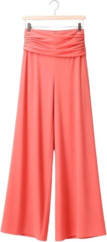 Coral Fold Over Yoga Pants for Women and Girls Wide Leg Leggings Ruched Waist Sports Leggings Cotton Loose Fit in Saudi Arabia