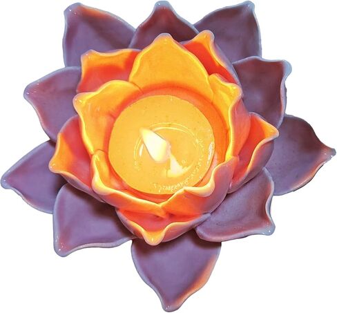 Lotus Flower Candle Holder - White Lotus Candle Holders for Home Decoration, Handmade Ceramic Lotus Tealight Candle Holders, 1 Pack in Kuwait