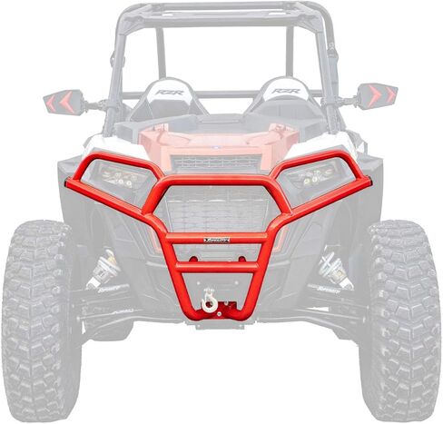 المصد الأمامي SuperATV متوافق مع Polaris RZR 900، أحمر، هيكل فولاذي، مطلي بالطاقة مقاوم للأشعة فوق البنفسجية، مصد عالي التحمل لـ UTV، انظر الملاءمة، صنع في الولايات المتحدة الأمريكية in Saudi Arabia