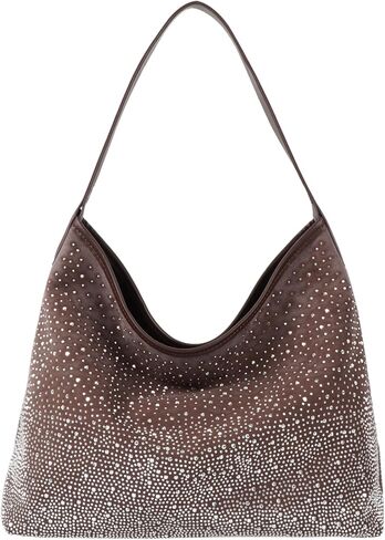 Women Glitter Rhinestone Shoulder Tote Handbag Sparkly Evening Armpit Bag Bling Suede Leather Hobo Bag in Saudi Arabia