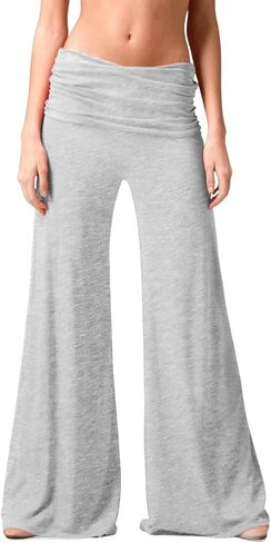 Coral Fold Over Yoga Pants for Women and Girls Wide Leg Leggings Ruched Waist Sports Leggings Cotton Loose Fit in Saudi Arabia