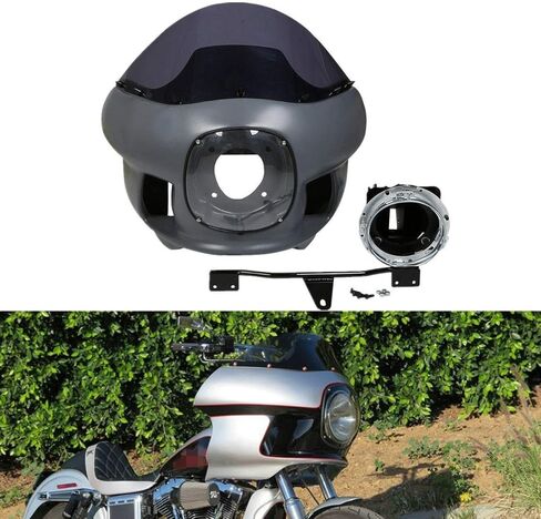 TCT-MOTORPARTS 7" Front Upper Fairing Cowl Windshield Headlight w/Mount Kits Fit For Harley Dyna Street Bob Low Rider FXR in Kuwait