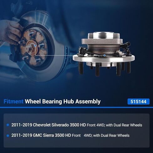 Autoround 515144 Front Wheel Bearings and Hub Assembly Compatible with Chevy Silverado 3500 HD & GMC Sierra 3500 HD 2011-2019 4WD DRW 8Lugs w/ABS in Saudi Arabia