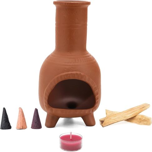 TOPZEA Handmade Terracotta Palo Santo Holder Burner, Ceramic Incense Burner Dish Mini Clay Chiminea Ash Catcher for Smudging, Meditation & Yoga Accessories, Negative Energy Cleansing Gifts in Saudi Arabia