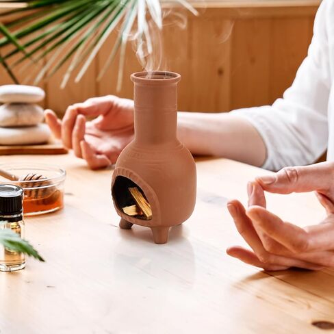TOPZEA Handmade Terracotta Palo Santo Holder Burner, Ceramic Incense Burner Dish Mini Clay Chiminea Ash Catcher for Smudging, Meditation & Yoga Accessories, Negative Energy Cleansing Gifts in Saudi Arabia