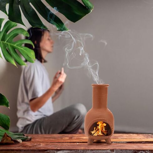 TOPZEA Handmade Terracotta Palo Santo Holder Burner, Ceramic Incense Burner Dish Mini Clay Chiminea Ash Catcher for Smudging, Meditation & Yoga Accessories, Negative Energy Cleansing Gifts in Saudi Arabia