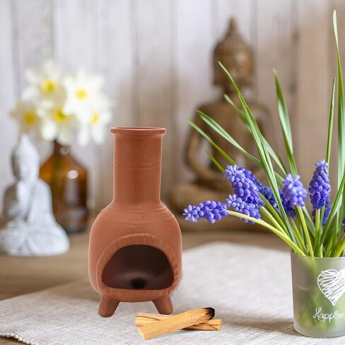 TOPZEA Handmade Terracotta Palo Santo Holder Burner, Ceramic Incense Burner Dish Mini Clay Chiminea Ash Catcher for Smudging, Meditation & Yoga Accessories, Negative Energy Cleansing Gifts in Saudi Arabia