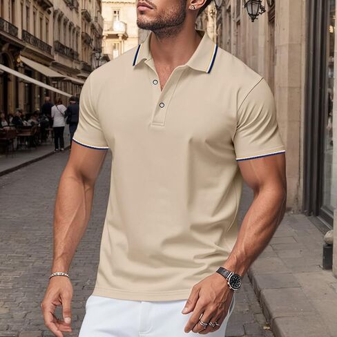 Men's Casual Summer Athletic Golf Polo Shirt Short Sleeve Performance Moisture Wicking Shirt in Saudi Arabia