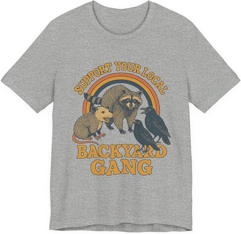 Support Your Local Backyard Gang T-Shirt, Funny Raccoon Opossum Crow Shirt in Saudi Arabia