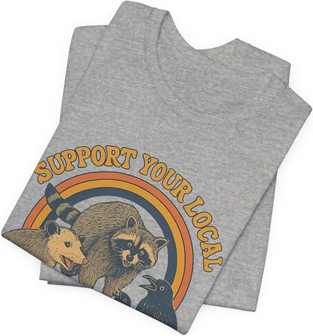 Support Your Local Backyard Gang T-Shirt, Funny Raccoon Opossum Crow Shirt in Saudi Arabia