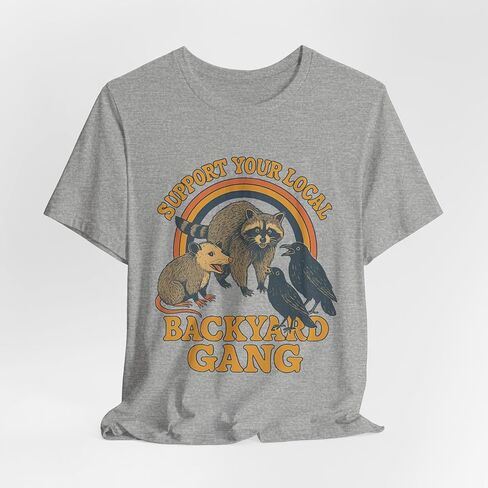 Support Your Local Backyard Gang T-Shirt, Funny Raccoon Opossum Crow Shirt in Saudi Arabia