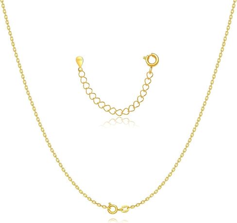 925 Sterling Silver Necklace Chain - 1.1mm Unisex Chain with Independent Adjustable 2'' Necklace Extender, Diamond Cut Cable Chain for Women, Men,Hypoallergenic in Kuwait