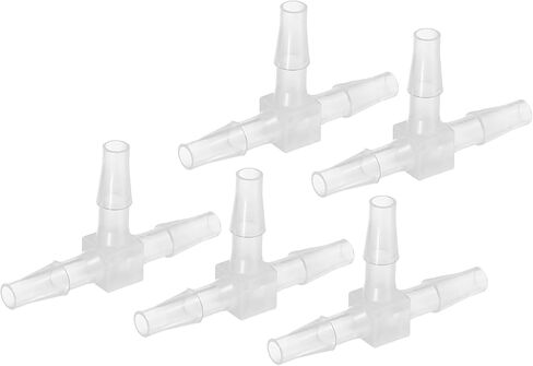 PATIKIL 1/8" Plastic Tee Hose Barb Fitting, 5 Pcs Equal T Shaped 3 Way Joint Splicer Mender Adapter Union Intersection Barbed Split for Air Water Fuel Gas Liquid Pipe, Transparent in Saudi Arabia