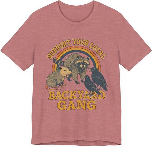 Support Your Local Backyard Gang T-Shirt, Funny Raccoon Opossum Crow Shirt in Saudi Arabia