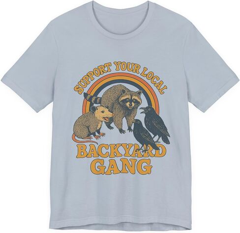 Support Your Local Backyard Gang T-Shirt, Funny Raccoon Opossum Crow Shirt in Saudi Arabia