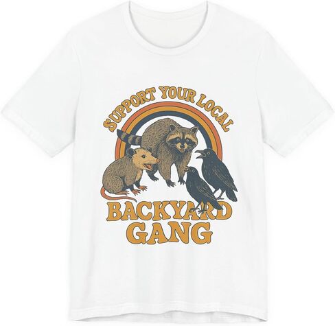 Support Your Local Backyard Gang T-Shirt, Funny Raccoon Opossum Crow Shirt in Saudi Arabia