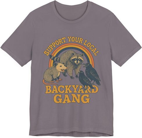 Support Your Local Backyard Gang T-Shirt, Funny Raccoon Opossum Crow Shirt in Saudi Arabia