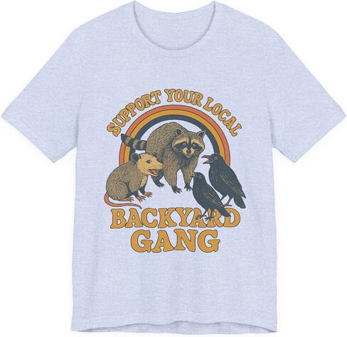 Support Your Local Backyard Gang T-Shirt, Funny Raccoon Opossum Crow Shirt in Saudi Arabia
