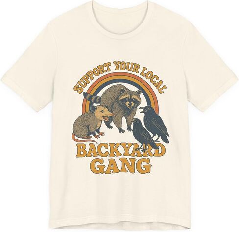 Support Your Local Backyard Gang T-Shirt, Funny Raccoon Opossum Crow Shirt in Saudi Arabia