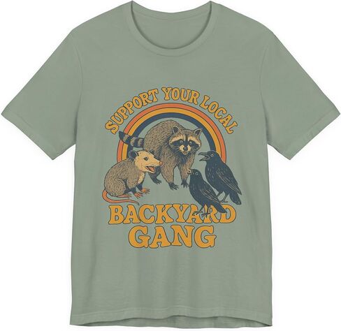 Support Your Local Backyard Gang T-Shirt, Funny Raccoon Opossum Crow Shirt in Saudi Arabia