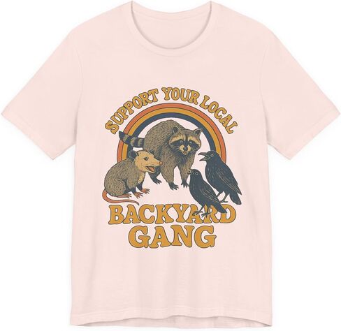 Support Your Local Backyard Gang T-Shirt, Funny Raccoon Opossum Crow Shirt in Saudi Arabia