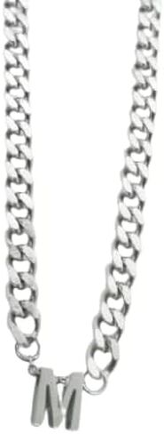 Handmade Silver Curb Chain Initial Necklace, Custom Gold Letter Choker, Waterproof, Tarnish-Free, Gift for Boyfriend Girlfriend Wife Husband in Saudi Arabia
