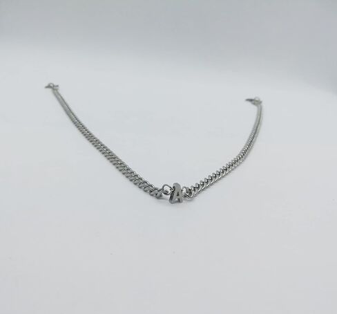 Handmade Silver Curb Chain Initial Necklace, Custom Gold Letter Choker, Waterproof, Tarnish-Free, Gift for Boyfriend Girlfriend Wife Husband in Saudi Arabia