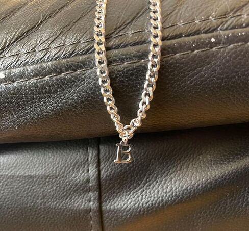 Handmade Silver Curb Chain Initial Necklace, Custom Gold Letter Choker, Waterproof, Tarnish-Free, Gift for Boyfriend Girlfriend Wife Husband in Saudi Arabia