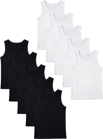 Andrew Scott Basics Boys' 10 Pack Color A-Shirt Sport Tank Top Undershirts in Kuwait