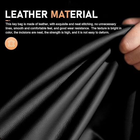 Leather Car Key Fob Cover, Universal Auto Smart Remote Key Protector Case with Hook for Men Women (Black) in Kuwait