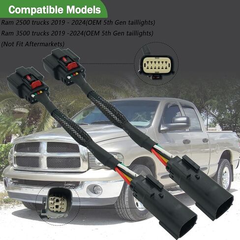 2 Pcs Halogen to LED Taillight Tail Lamp Upgrade Adapter Conversion Wiring Harness for Ram 2500 3500 2019-2024 5th Gen Not Fits Aftermarket in Saudi Arabia