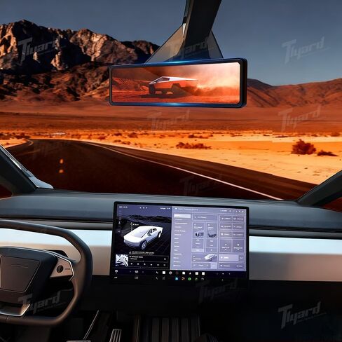 Mirror Dash Cam Backup Camera for CyberTruck, 11.26" HD Smart Rearview Mirror with Front/Rear Recording, WiFi Connection, Night Vision, Touch Screen, IP68 Waterproof Structure in Kuwait