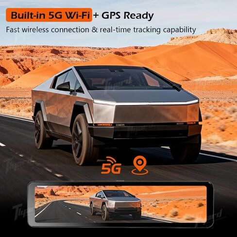 Mirror Dash Cam Backup Camera for CyberTruck, 11.26" HD Smart Rearview Mirror with Front/Rear Recording, WiFi Connection, Night Vision, Touch Screen, IP68 Waterproof Structure in Kuwait