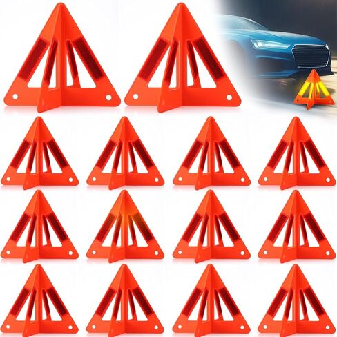 15 Pcs Emergency Reflective Triangles Sign Foldable Warning Safety Triangles for Vehicle Kit Portable Reflector Roadside Tools Suitable for Cars Trucks Breakdown in Saudi Arabia