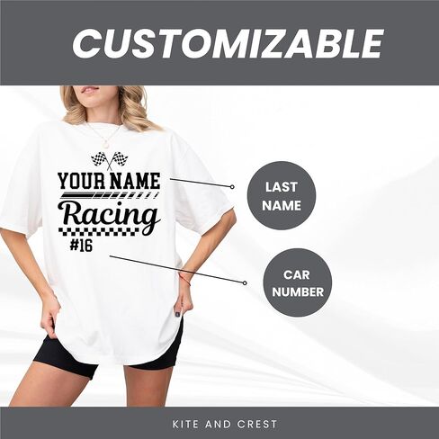 قميص سباق مخصص للجنسين وتي شيرت بألوان مريحة - ملابس سباق فائقة النعومة وشخصية مع اسم ورقم مخصصين؛ هدية مثالية لمحبي السباق ومحبي الدراجات الترابية والمتسابقين متعددي الاستخدامات in Kuwait