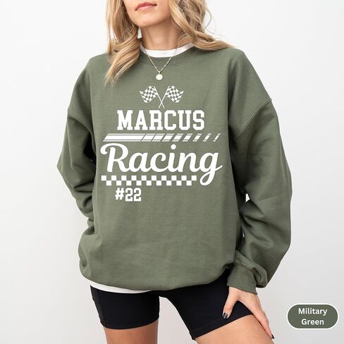 قميص سباق مخصص للجنسين وتي شيرت بألوان مريحة - ملابس سباق فائقة النعومة وشخصية مع اسم ورقم مخصصين؛ هدية مثالية لمحبي السباق ومحبي الدراجات الترابية والمتسابقين متعددي الاستخدامات in Kuwait