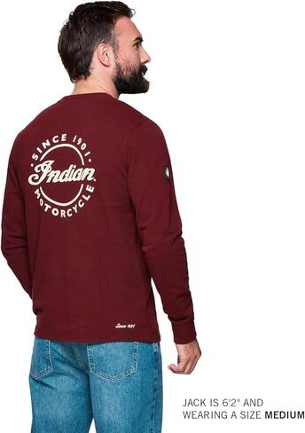 Indian Motorcycle Men's Script Icon Pocket Long Sleeve T-Shirt, Port - 2865615 in Kuwait